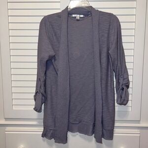 LC Lauren Conrad M Comfy, Open Front Cardigan with Roll Tab Sleeve